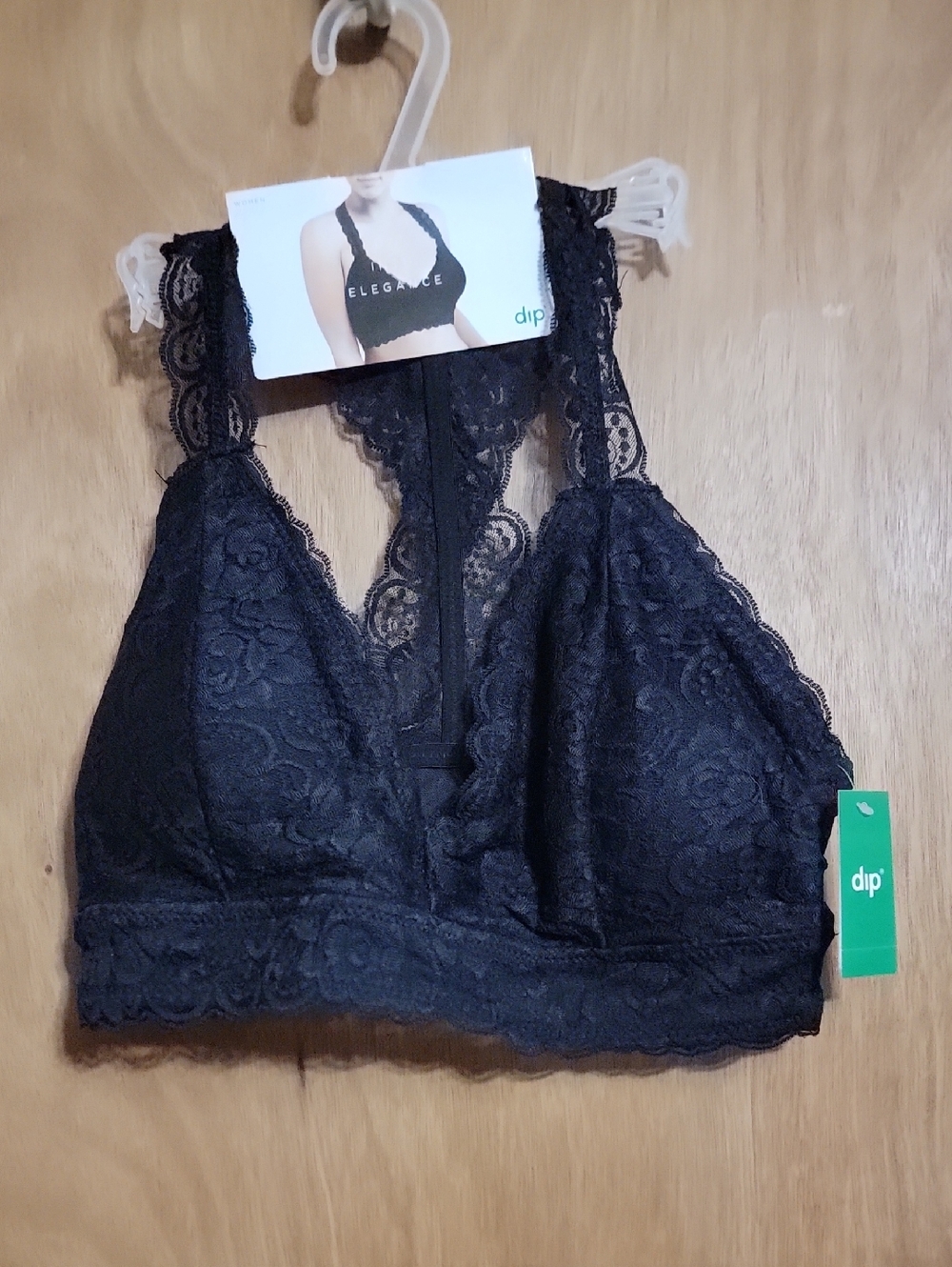 dip Black Lace Racerback Bralette - Scalloped Trim